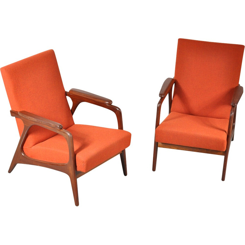 Pair of Dutch design lounge chairs by Louis van TEEFFELEN - 1950s 