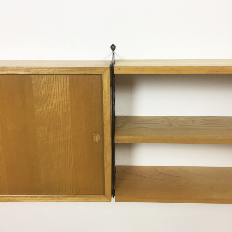 Vintage ash string wall unit by Nisse Strinning for String Furniture - 1960s