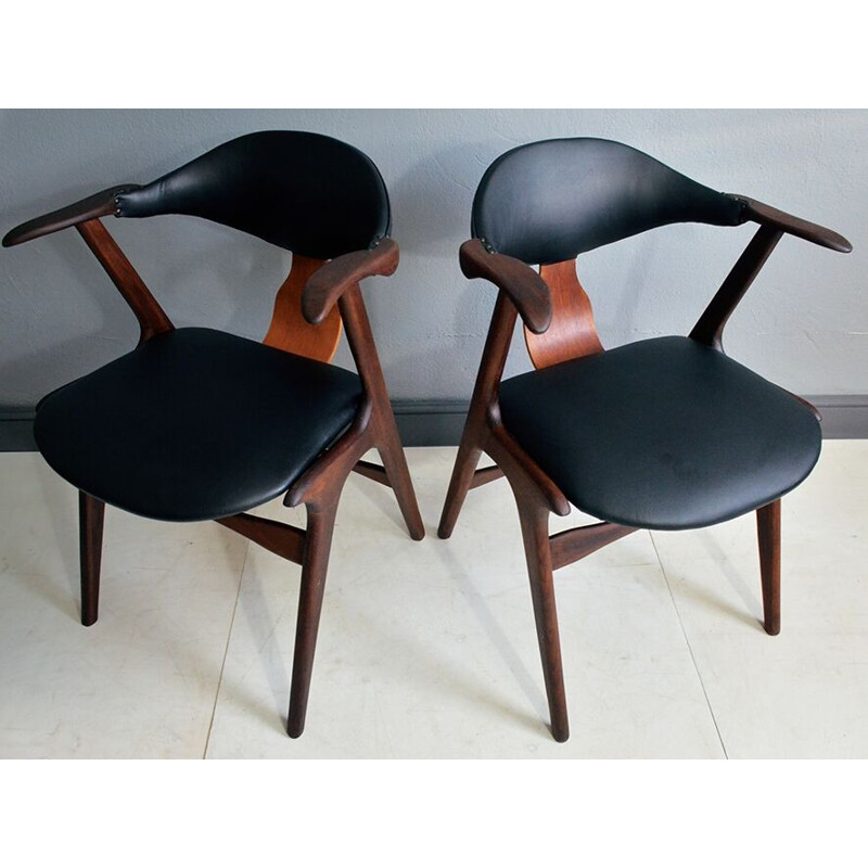 Set of 4 cowhorn chairs - 1960s