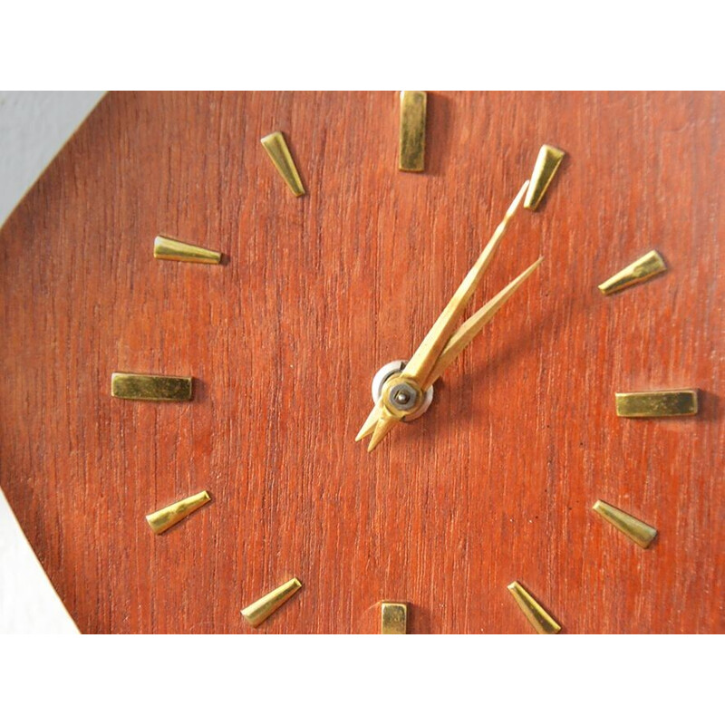 Vintage metal and teak clock - 1960s