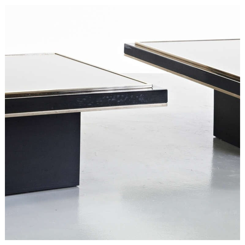 Pair of Coffee Tables with 23 Carat Gold by Roger VANHEVEL - 1970s