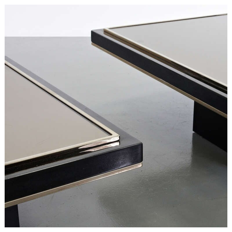 Pair of Coffee Tables with 23 Carat Gold by Roger VANHEVEL - 1970s