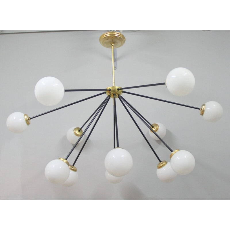 Vintage chandelier of gold metal - 1960s