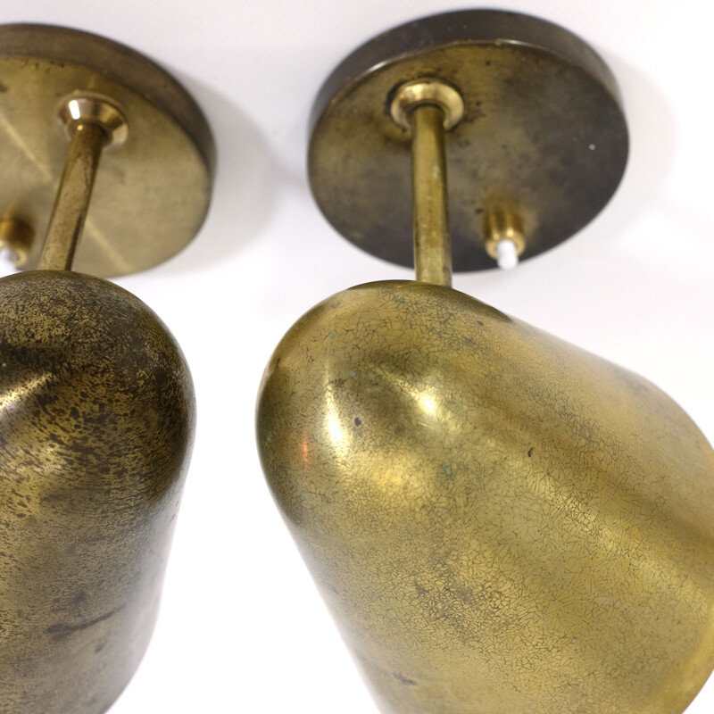 Pair of brass wall lamps - 1950s