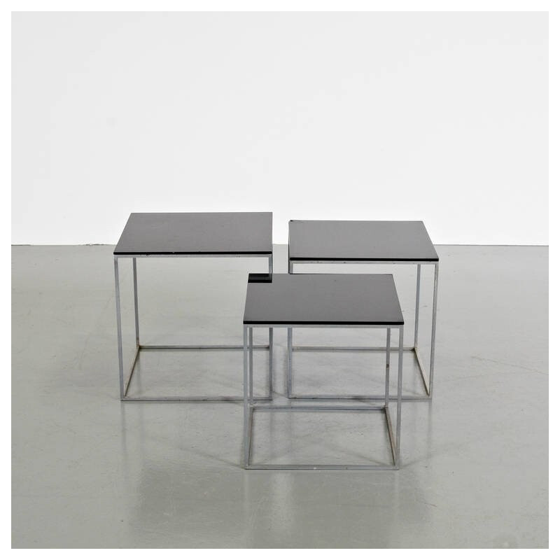 Vintage chrome-plated steel nesting tables PK71 by Poul Kjaerholm for E. Kold Christensen, 1960