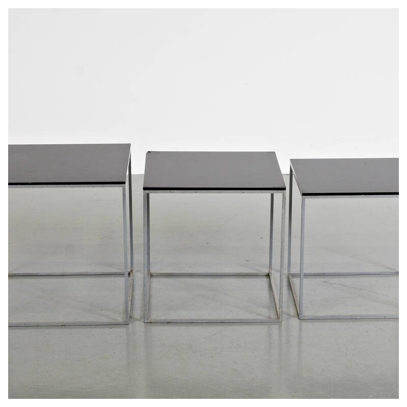 Vintage chrome-plated steel nesting tables PK71 by Poul Kjaerholm for E. Kold Christensen, 1960