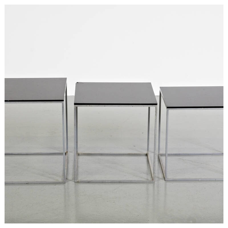 Vintage chrome-plated steel nesting tables PK71 by Poul Kjaerholm for E. Kold Christensen, 1960