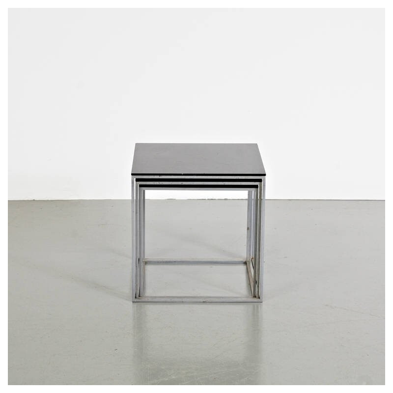 Vintage chrome-plated steel nesting tables PK71 by Poul Kjaerholm for E. Kold Christensen, 1960