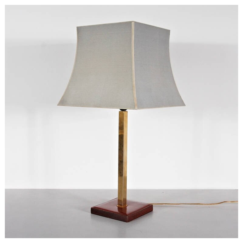 Lampe de table en cuir par Delvaux - 1960