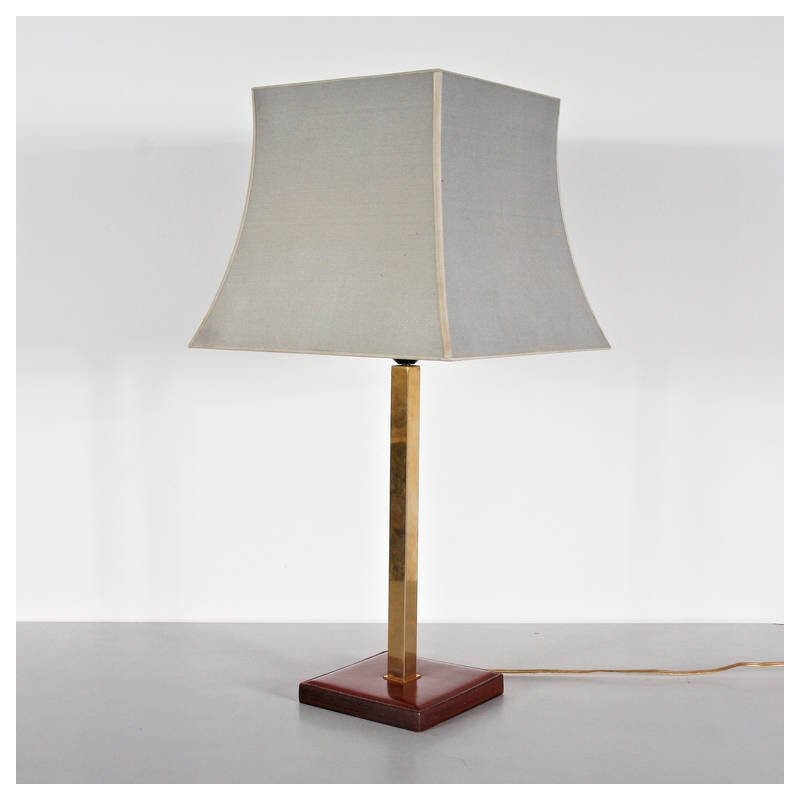 Lederen tafellamp van Delvaux - 1960