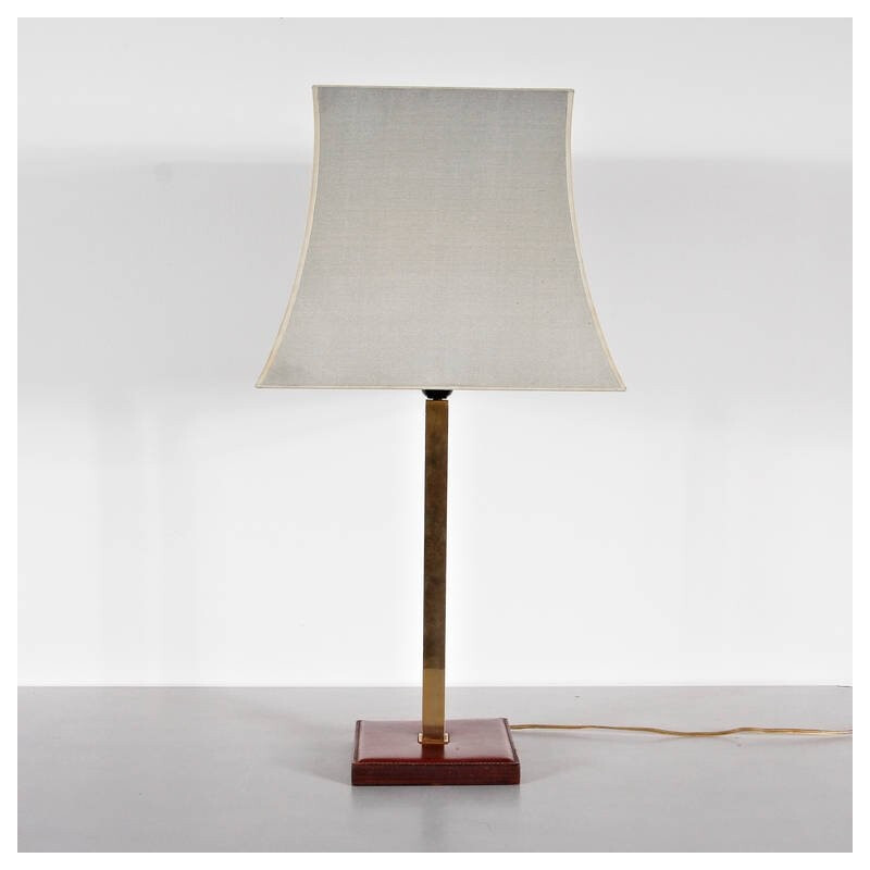 Lámpara de mesa de cuero de Delvaux - 1960