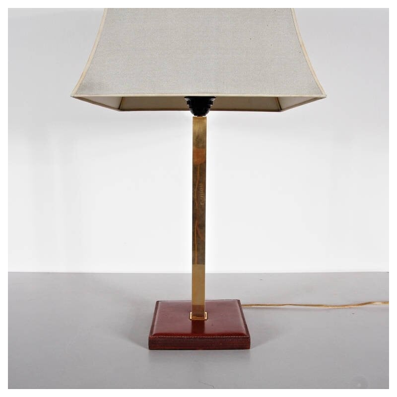 Lampe de table en cuir par Delvaux - 1960