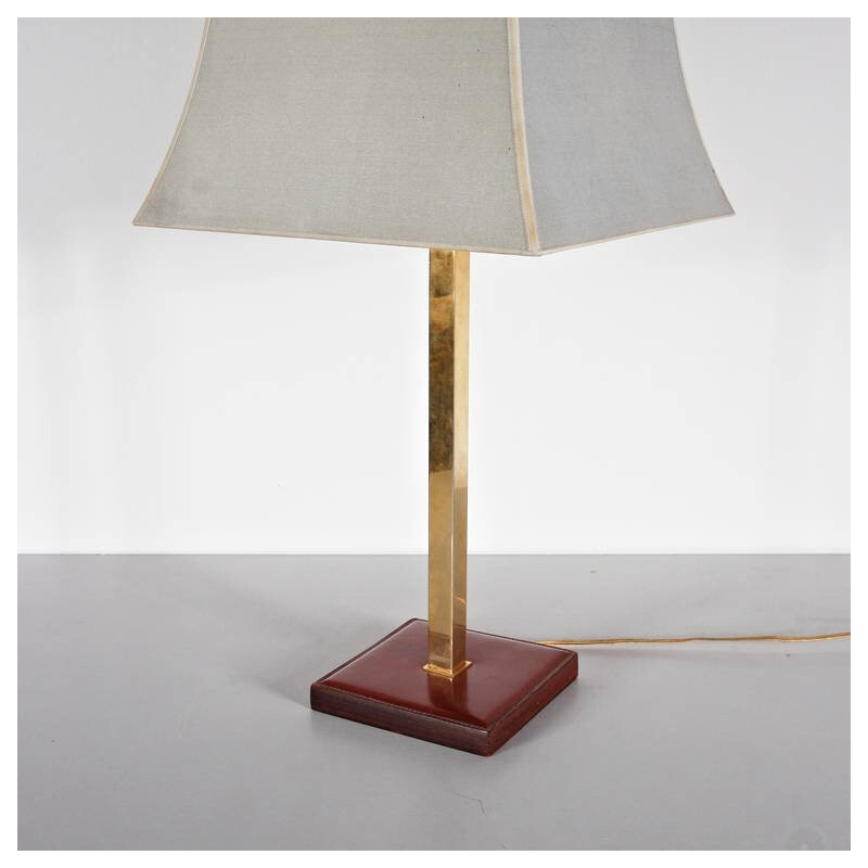 Lámpara de mesa de cuero de Delvaux - 1960