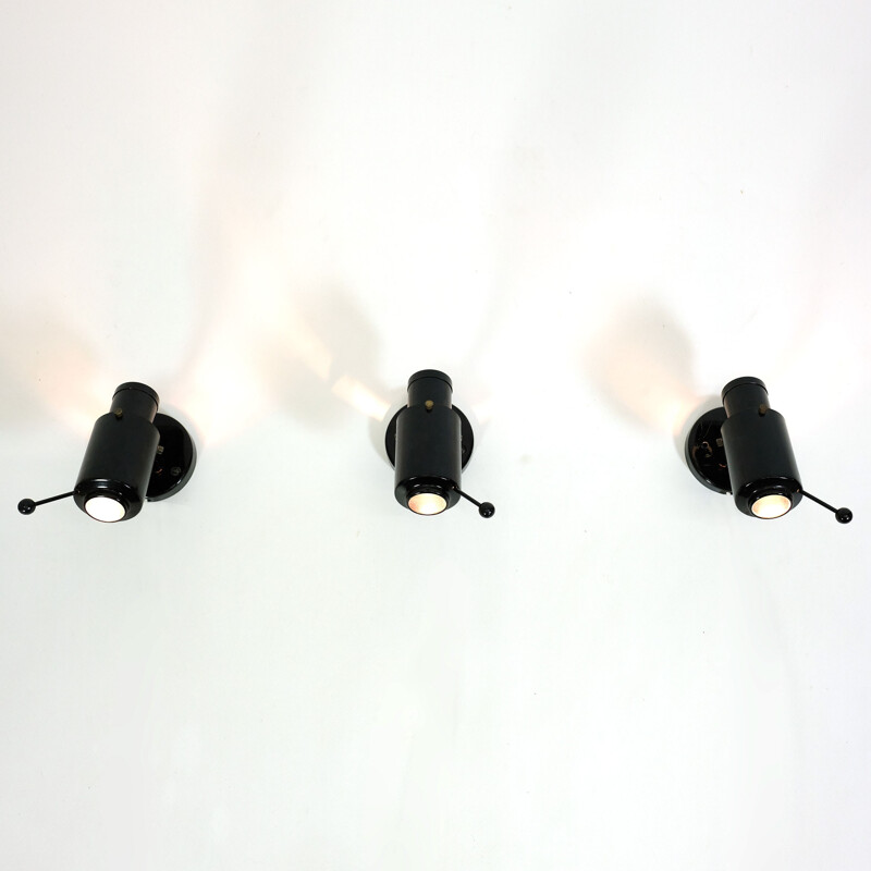 Trio of wall lamps by Jacques Biny for Lita - 1950s
