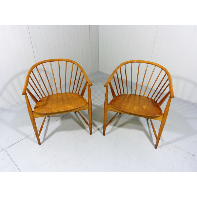 Set of 2 "Sun Feather" armchairs by Sonna Rosen - 1950s