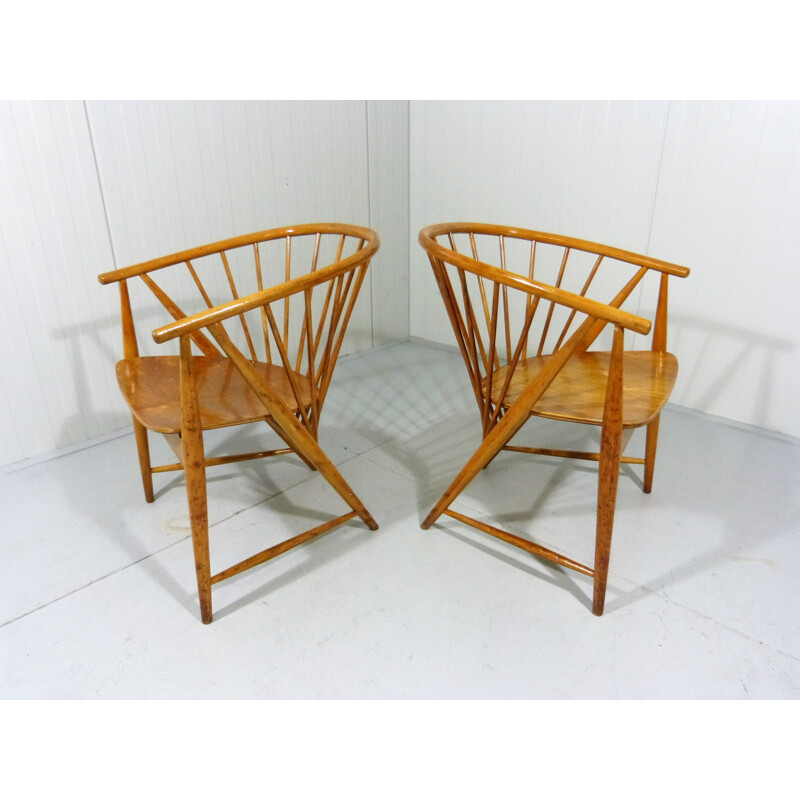 Set of 2 "Sun Feather" armchairs by Sonna Rosen - 1950s