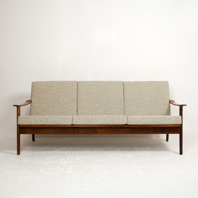 Mahogany and Kvadrat sofa - 1960s