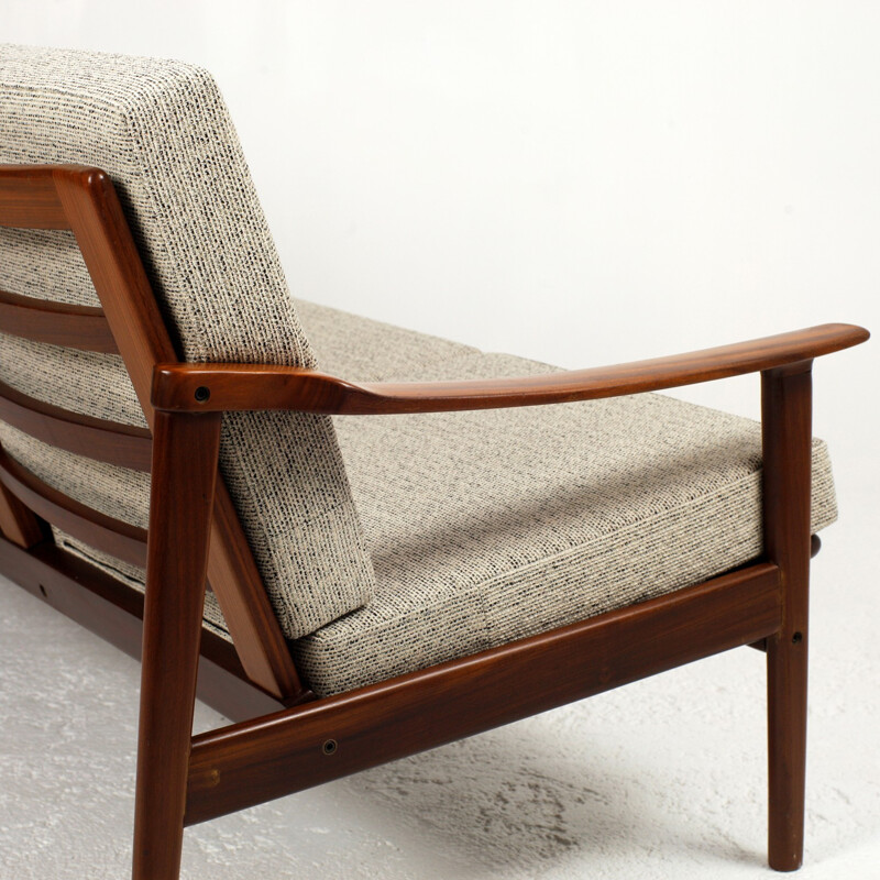 Mahogany and Kvadrat sofa - 1960s