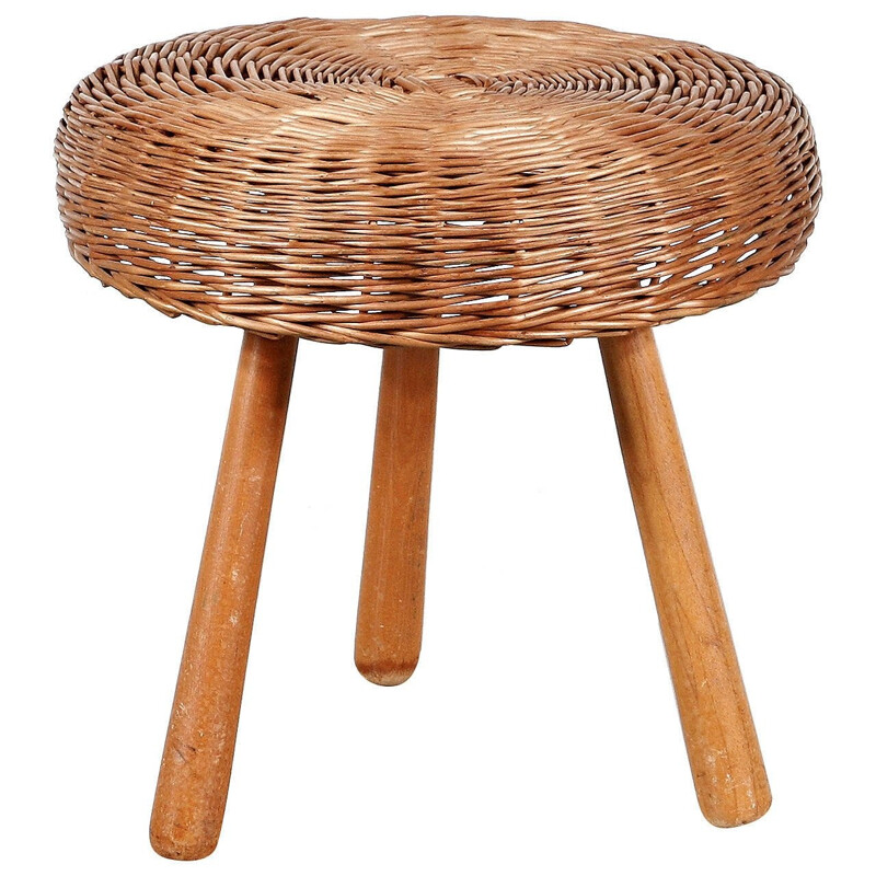 Wicker Stool by Tony PAUL - 1950s