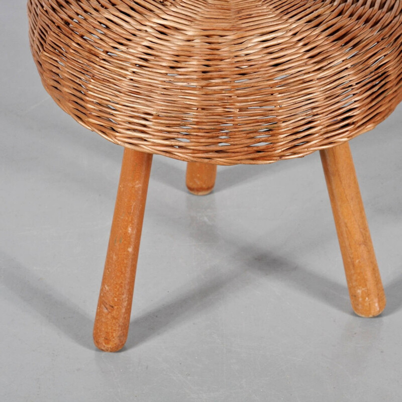 Wicker Stool by Tony PAUL - 1950s