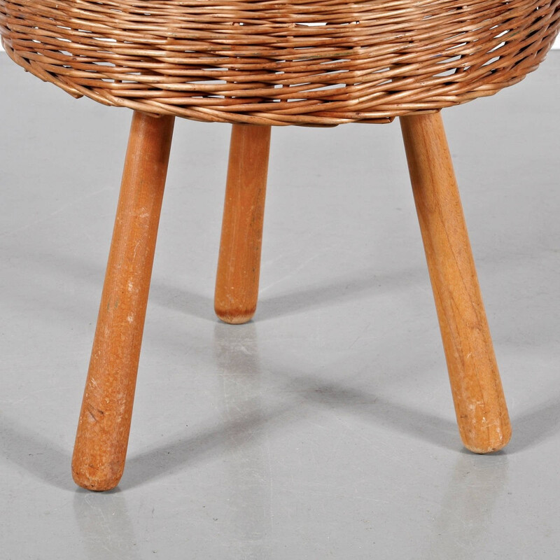 Wicker Stool by Tony PAUL - 1950s