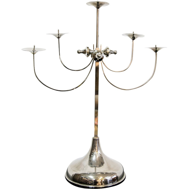 Nickel plated five-arm candelabra - 1960s