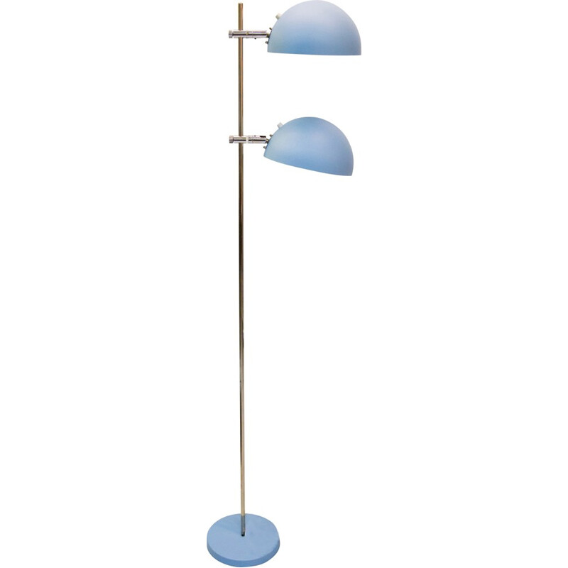 Lampe à poser à deux têtes de couleur bleu clair avec détails nickelés - 1960