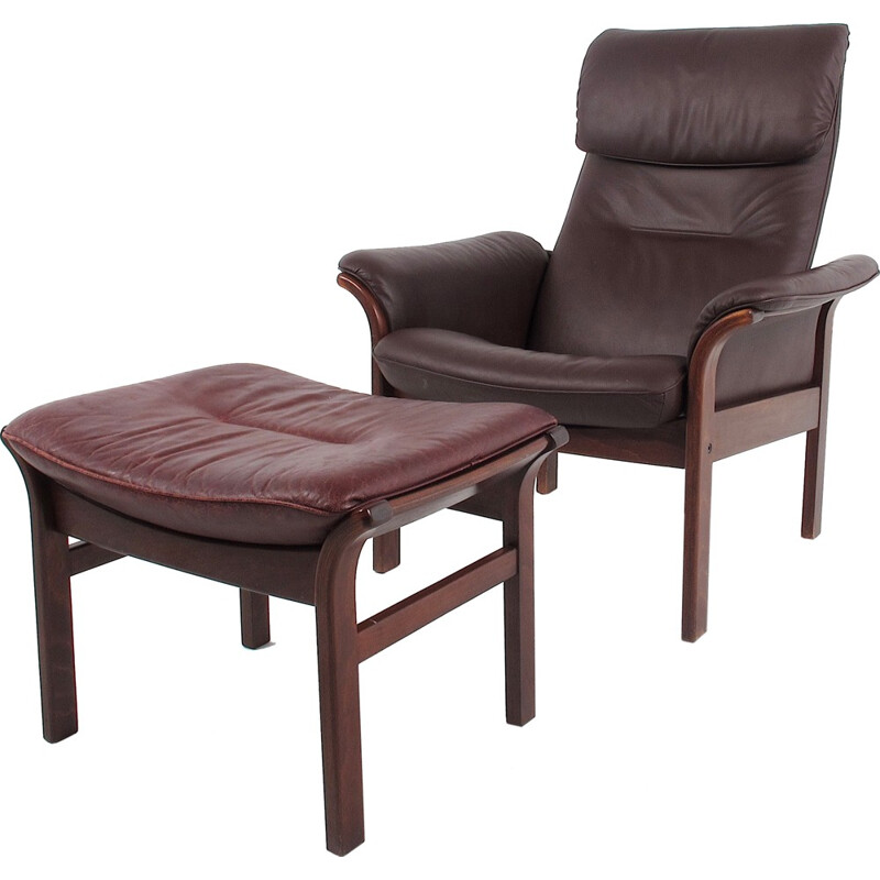 Fauteuil lounge et ottoman de Göte Möbler - 1970