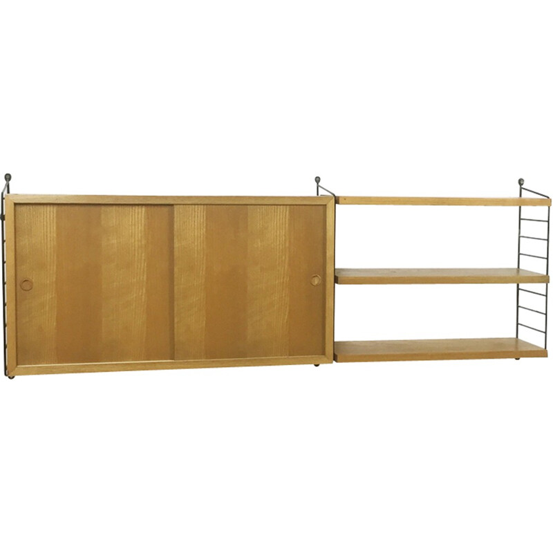 Vintage ash string wall unit by Nisse Strinning for String Furniture - 1960s