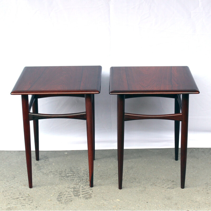 Pair of vintage rosewood side tables - 1950s