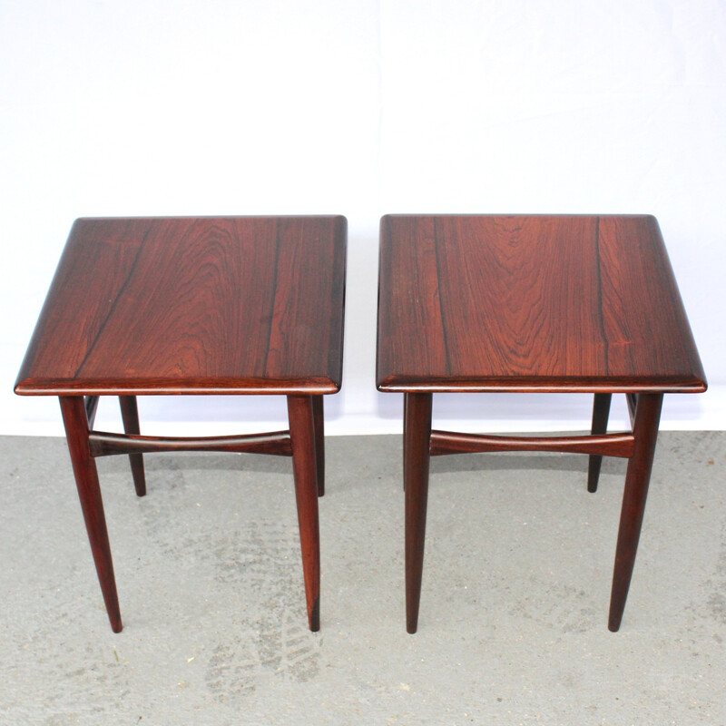 Pair of vintage rosewood side tables - 1950s