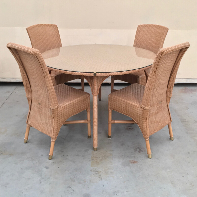 Table & 4 Rattan chairs by Vincent Sheppard - 1990s