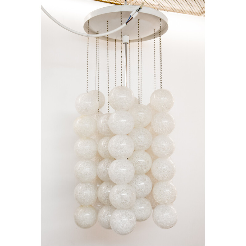 Chandelier with Frosted Orb Diffusers - 1970s