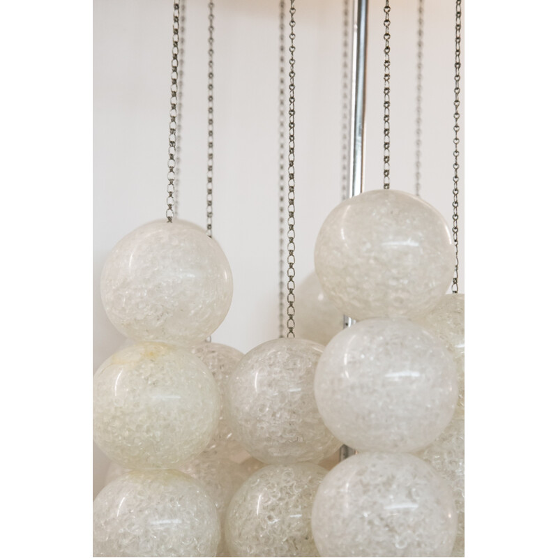 Chandelier with Frosted Orb Diffusers - 1970s