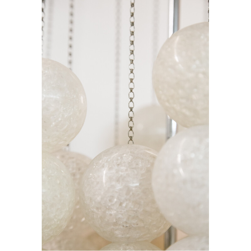 Chandelier with Frosted Orb Diffusers - 1970s