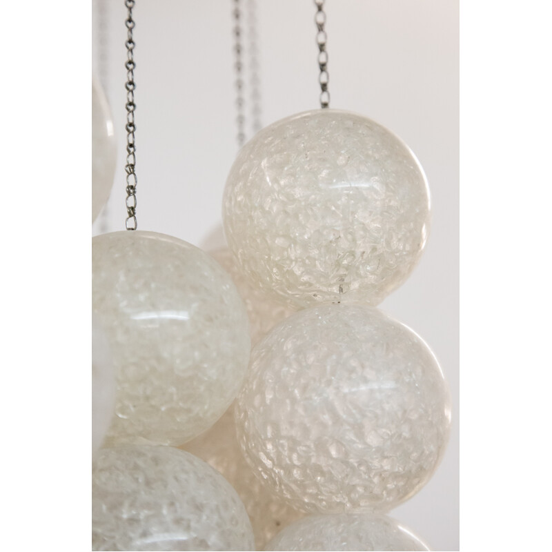 Chandelier with Frosted Orb Diffusers - 1970s