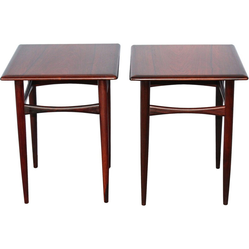 Pair of vintage rosewood side tables - 1950s