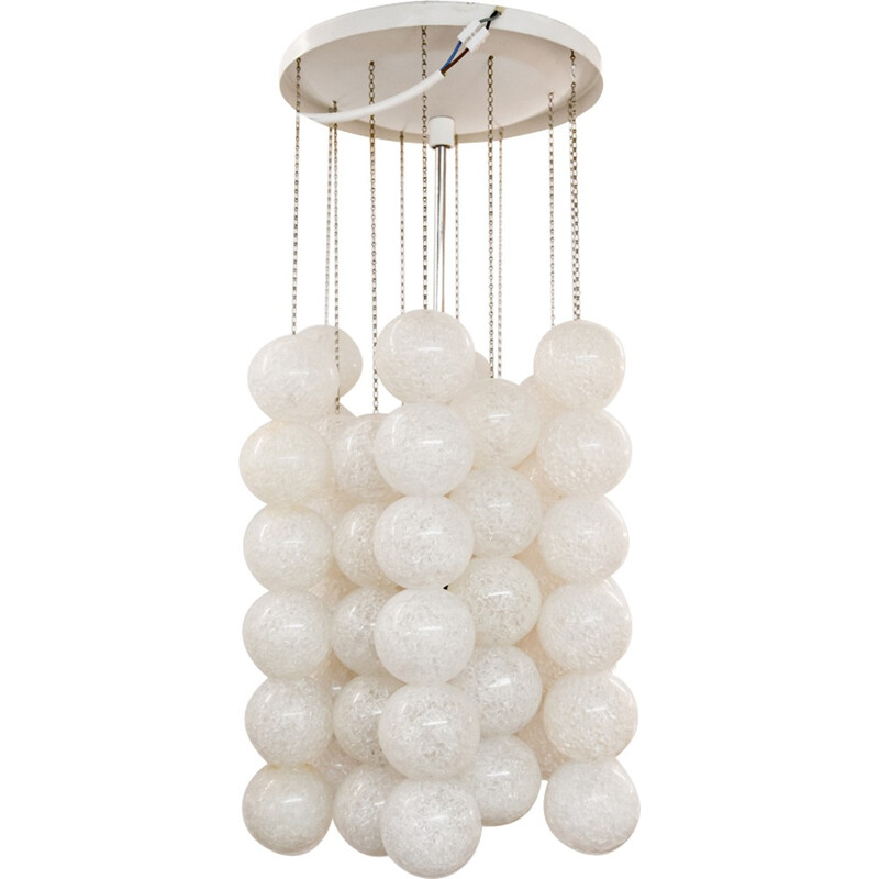 Chandelier with Frosted Orb Diffusers - 1970s