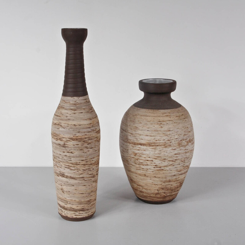 Pair of vintage ceramic vases by Ravelli, Netherlands 1960