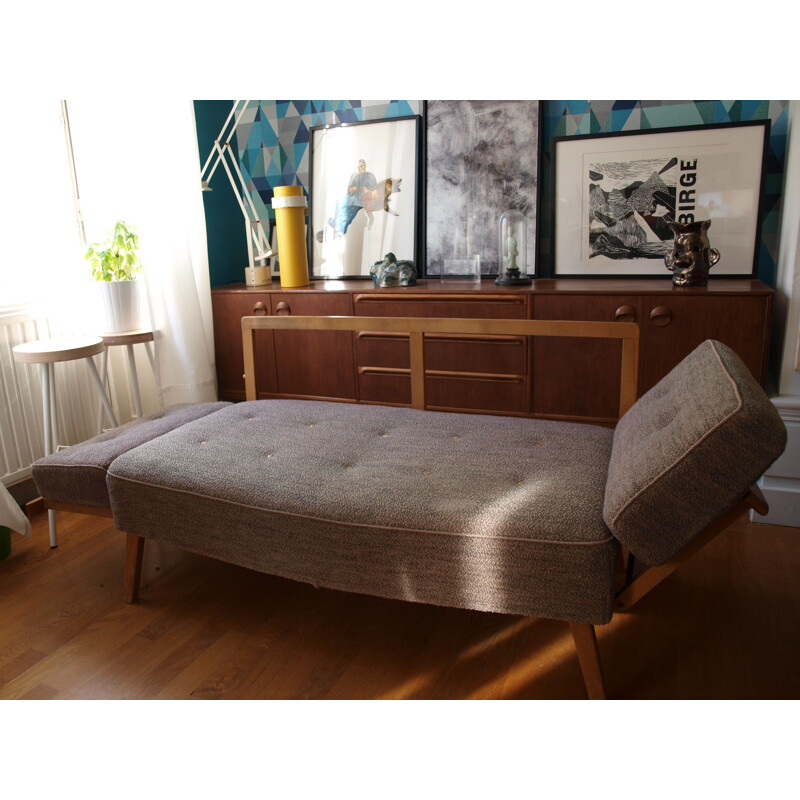 Daybed in wood and fabric - 1950s