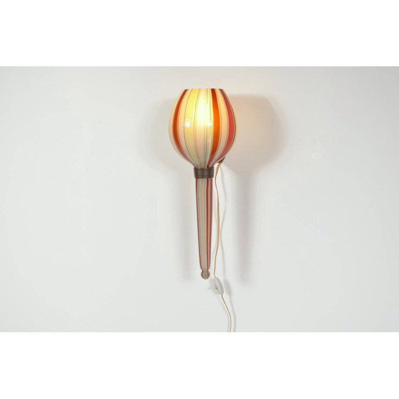 Italian Wall Lamp with Brass Armature by VENINI - 1950s