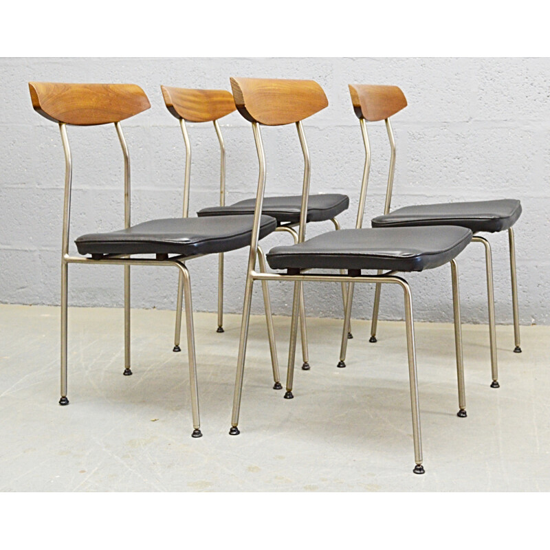 Table et chaises vintage en teck et en acier par John et Sylvia Reid pour Stag - 1960