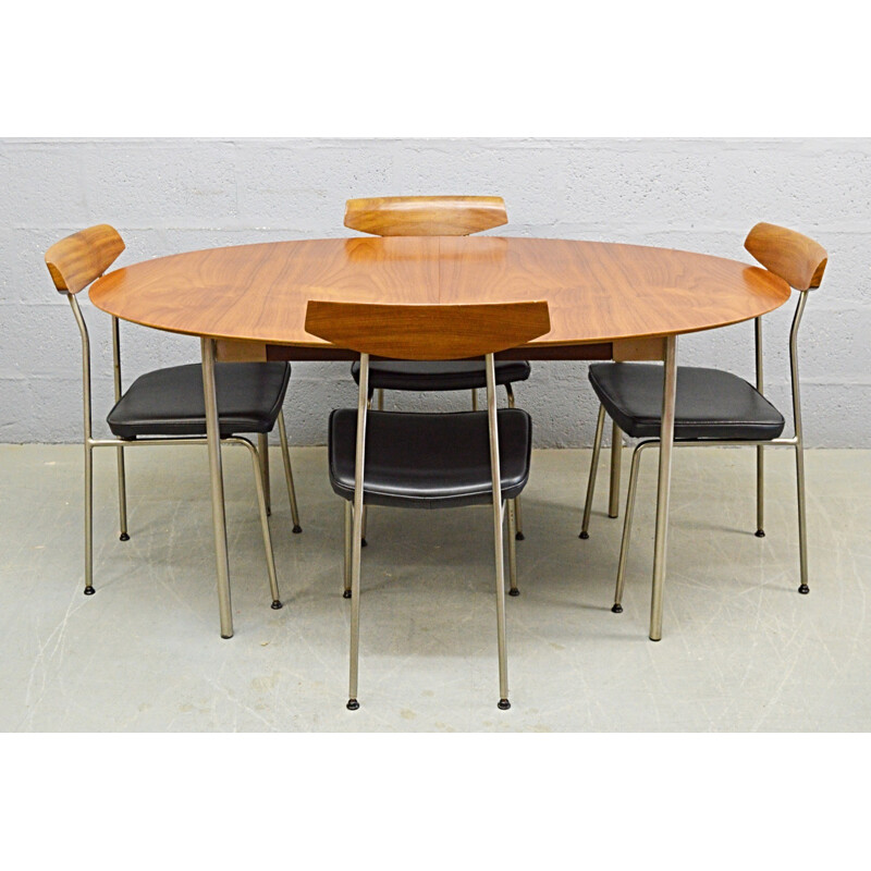 Vintage Teak and Steel Table and Chairs by John and Sylvia Reid for Stag - 1960s