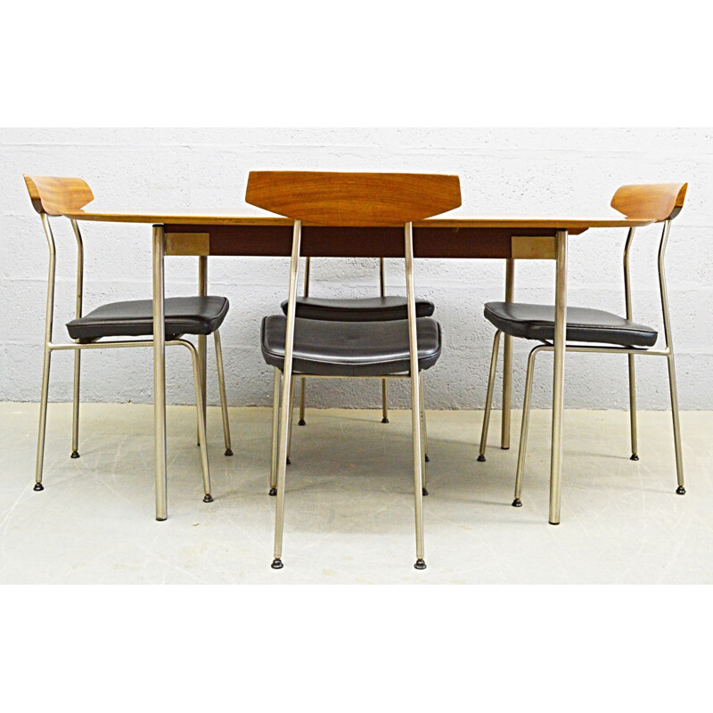 Vintage Teak and Steel Table and Chairs by John and Sylvia Reid for Stag - 1960s