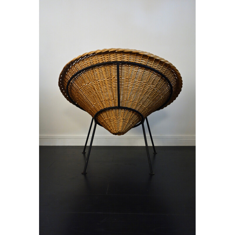 Pair of French rattan armchairs - 1950s