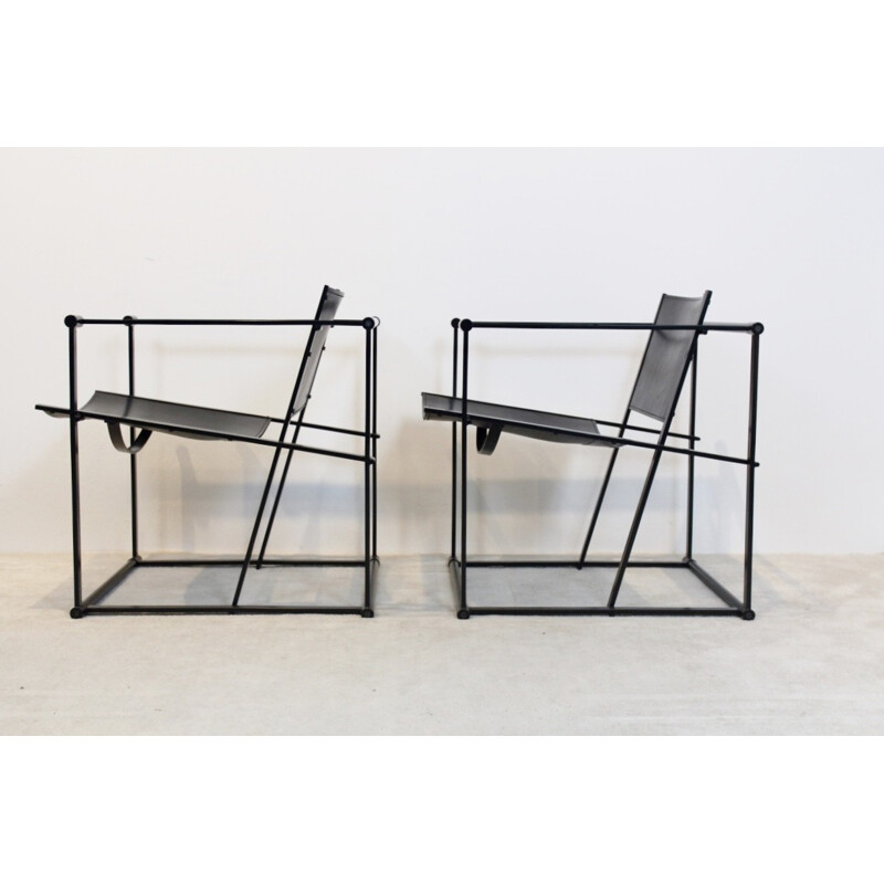 FM62 Cubic Leather Lounge Chairs by Radboud van Beekum for Pastoe - 1980s