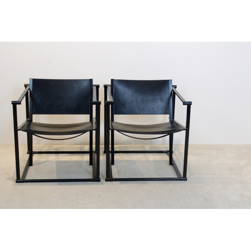 FM62 Cubic Leather Lounge Chairs by Radboud van Beekum for Pastoe - 1980s