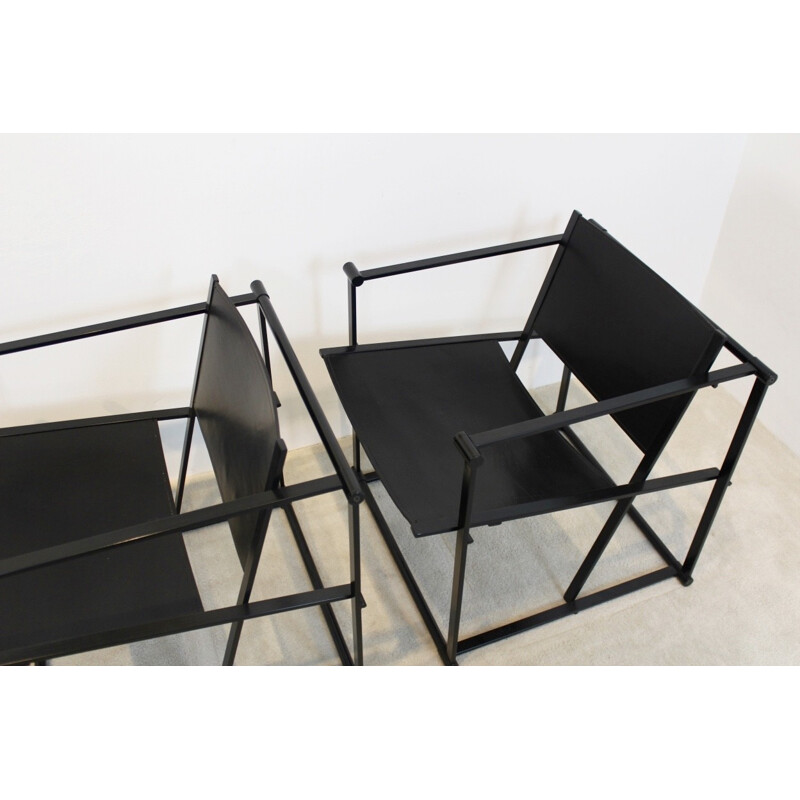 FM62 Cubic Leather Lounge Chairs by Radboud van Beekum for Pastoe - 1980s