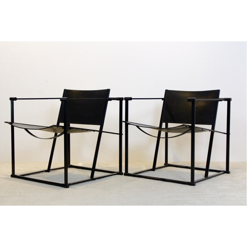 FM62 Cubic Leather Lounge Chairs by Radboud van Beekum for Pastoe - 1980s