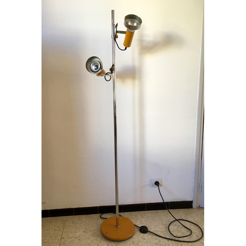 Vintage chrome and metal floor lamp - 1970s